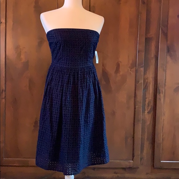 navy blue bandeau dress